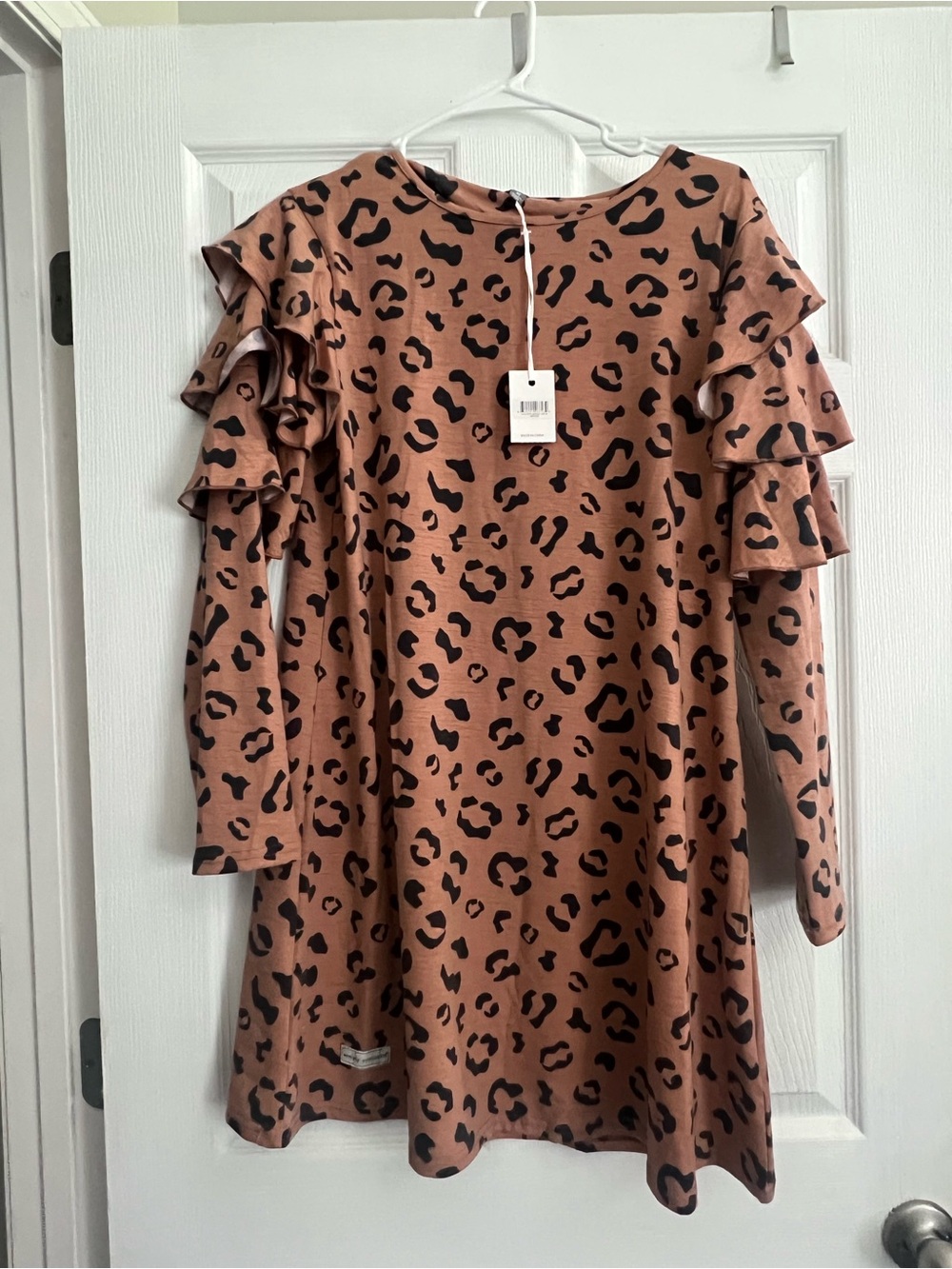 Women’s Simply Southern Leopard Print Ruffle Sleeve Dress